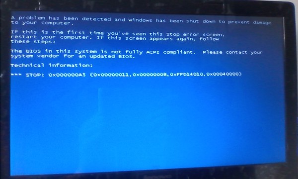 Синий экран с кодом ошибки